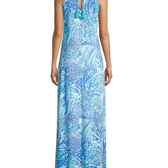 Lilly Pulitzer Margot Abstract Long Halter Dress, US size XS - Picture 2 of 7